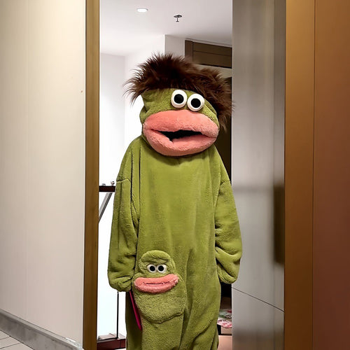 🔥Limited Time 50% Off✨2026 Silly Onesie, Funny Green Monster Hooded Fleece Onesie Pajamas