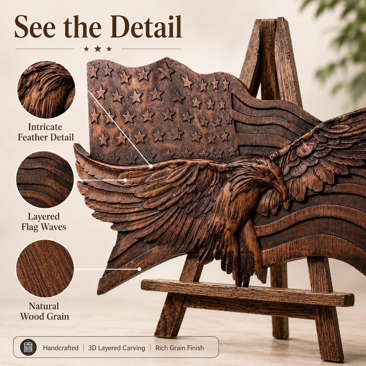 🦅🇺🇸 Wings of Freedom — A Handcrafted Wooden Tribute to American Pride