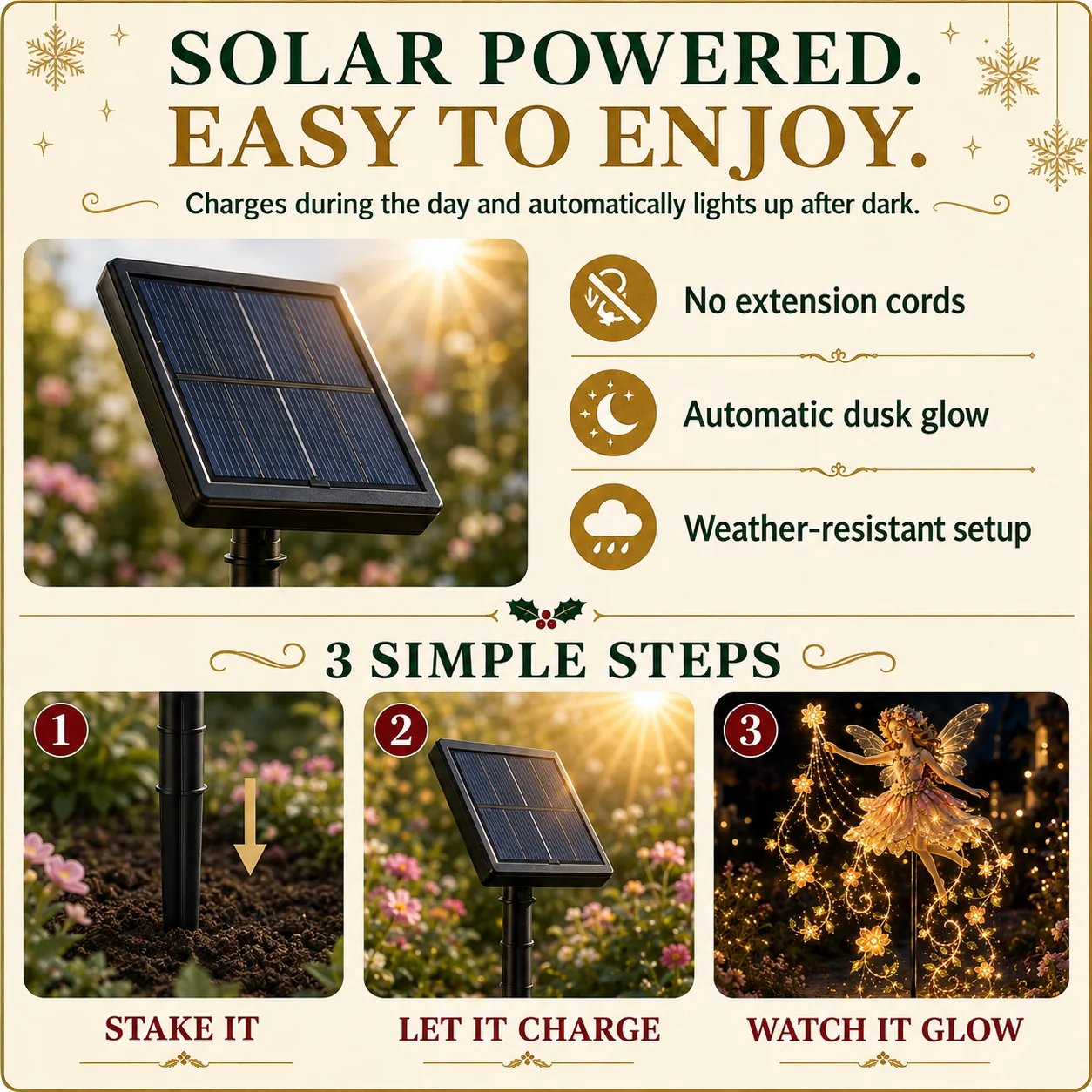 🔥✨ Enchanted Flower Fairy Solar Garden Light – Magical Glowing Outdoor Christmas Yard Decor 🧚🌸