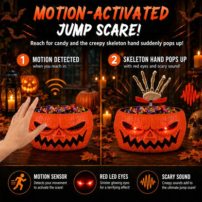 🎃 Funny Jump‑Scare Pumpkin Candy Bowl For Trick-or-Treat Pranking 👻