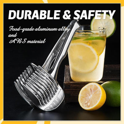 Creative Kitchen Slice Cutting Tool, Food‑Grade Aluminum Alloy Hand‑Held Slicer, Quick Slicing Holder for Lemon, Tomato, Onion & Soft Fruits Vegetables