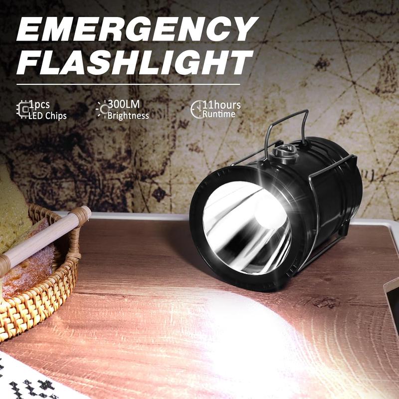 Collapsible Solar Rechargeable LED Camping Lantern & Flashlight