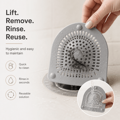 Silicone Shower Drain Hair Catcher 6" Flexible Dome Cover with Suction Cups for Bathtub, Shower & Pop-Up Drains