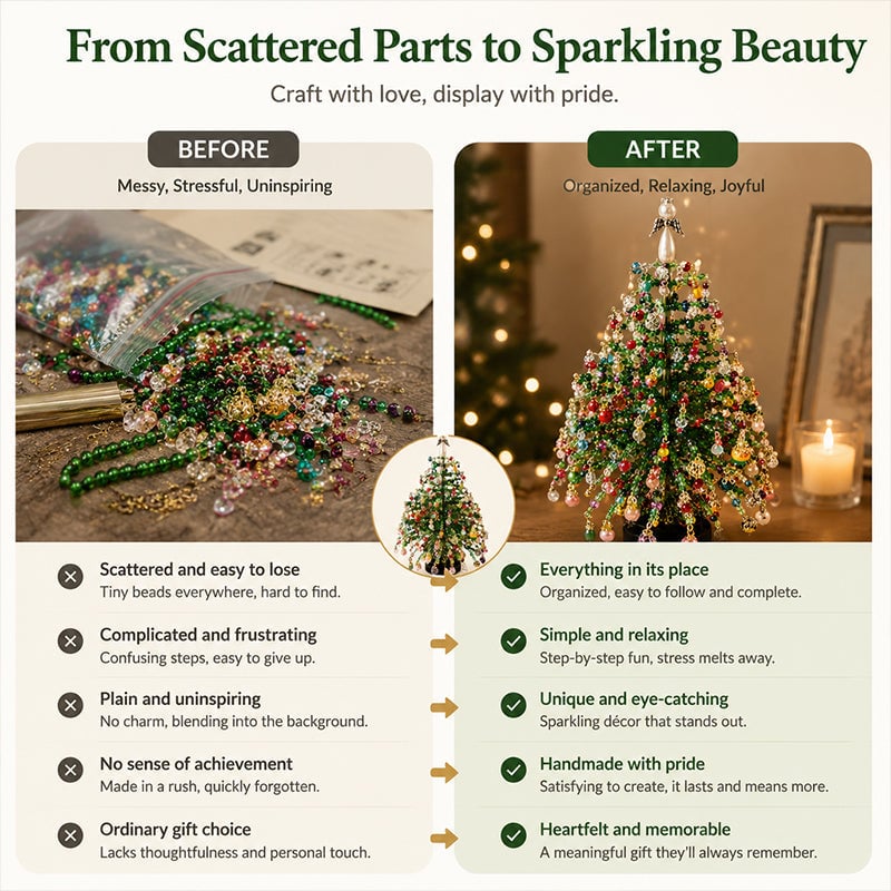 🎄Mini Tabletop DIY Beaded Christmas Tree Craft Kit | Handmade Holiday Home Decor