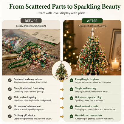 🎄Mini Tabletop DIY Beaded Christmas Tree Craft Kit | Handmade Holiday Home Decor