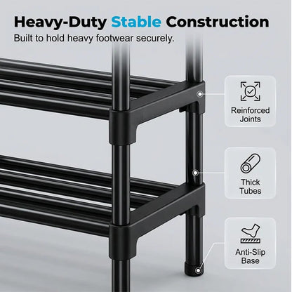 👟Multi-layer Shoe Storage Shelf | Sturdy· Stackable· Space-Saving