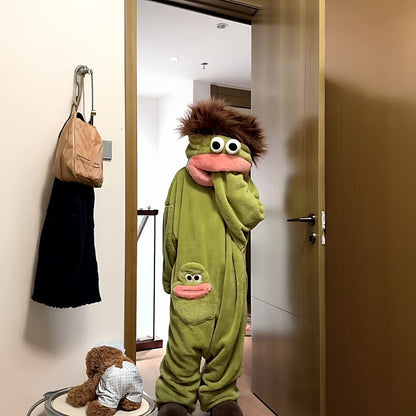 🔥Limited Time 50% Off✨2026 Silly Onesie, Funny Green Monster Hooded Fleece Onesie Pajamas