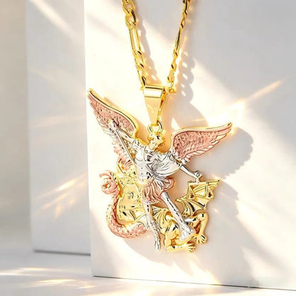 🎁2026 New Arrivals 50% OFF💥Tri-Tone Angel Guardian Pendant Necklace – Elegant & symbolic – Perfect for daily wear or gifting – delicate and meaningful ✨💛🪽