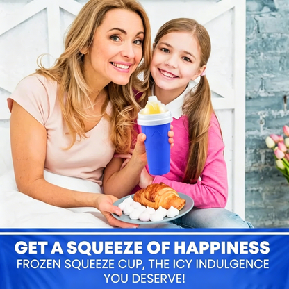 Slushy Cup, Freeze, Squeeze and Enjoy! Slushie Magic Cup, Homemade DIY Gadget with Lid & Straw Spoon 350ML, Washable, BPA free