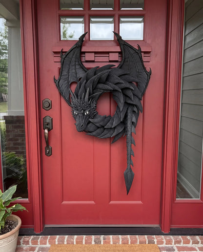 🐉 Gothic Dragon Wreath Front Door Decor