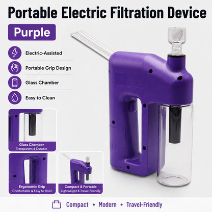 ⚡  Portable Handheld Electric Filtration Device | Compact Glass Chamber Design with Electric-Assisted Operation & 6 Color Options ✨