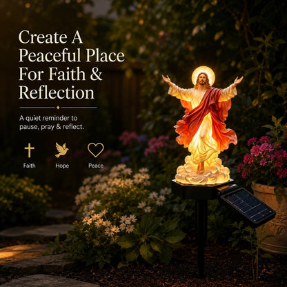 Solar-Powered Illuminated Jesus Garden Statue