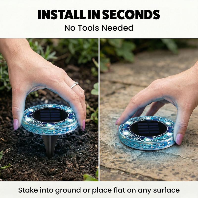 ✨Solar Outdoor Mosaic Disc Lights (4-Pack)