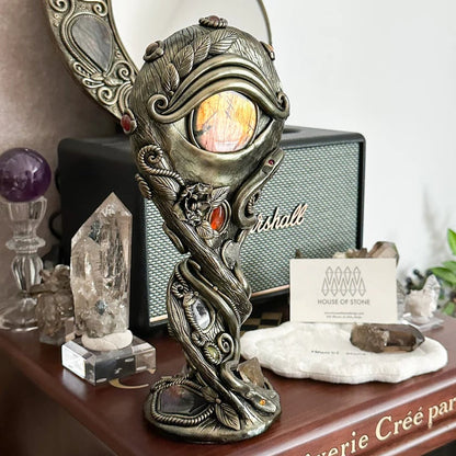 🔮 Handmade Black Obsidian Scrying Mirror – Crystal Chakra Altar Tool
