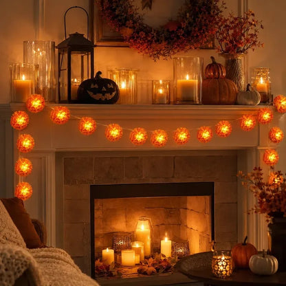 🎃 3M Day of the Dead Marigold String Lights, 20 LED Cempasuchil Flower Garland