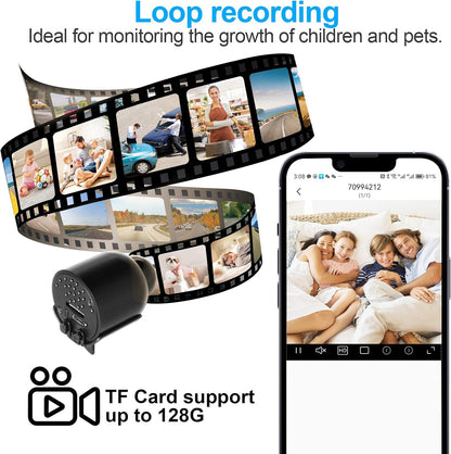 Smallest Wireless WiFi Camera,HD1080P Spy Camera,Smart Home Camera,Portable Baby Monitor Camera,Pet Camera with Night Vision,Motion Detection,Cloud Storage for Security with iOS Android APP