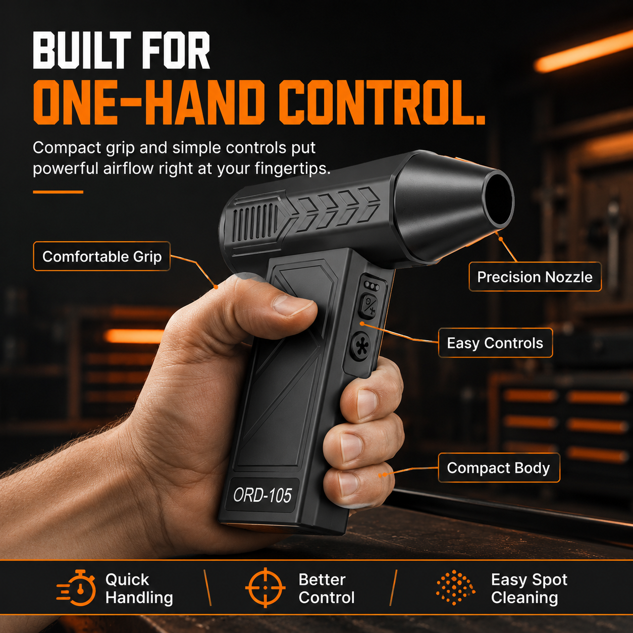 💨 Cordless Turbo Air Duster for Cars, Garages & Workspaces