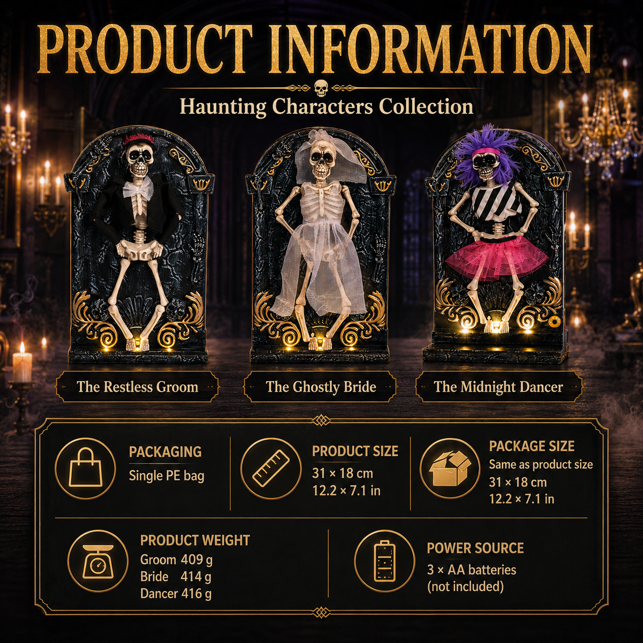 💀 They Actually Move! Animated Light-Up Dancing Skeleton Collection