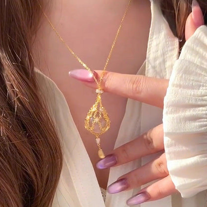 Celestial Crystal Cage Pendant Necklace