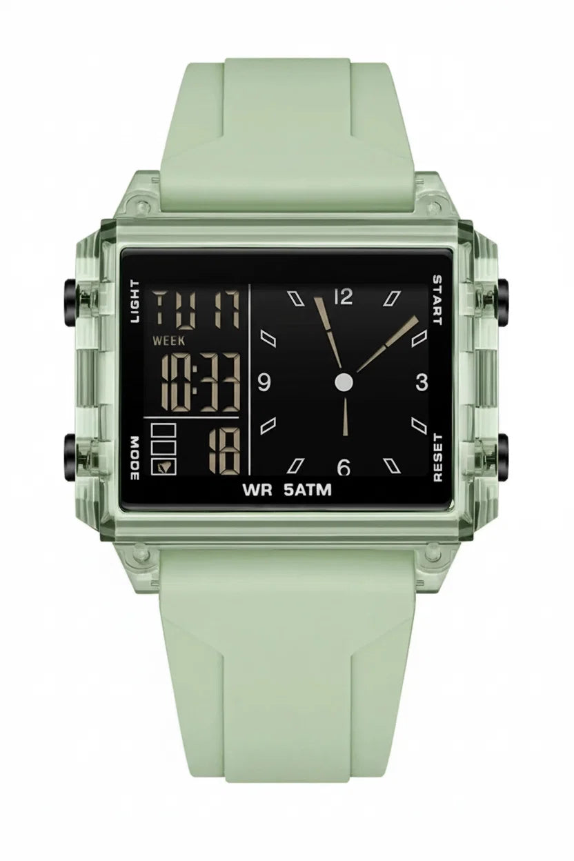 Analog-Digital Sport Watch – Waterproof, Luminous & Multi-Function