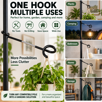 🌿 No-Drill Plant Pole Hanging Hook — Hang More Plants Without Tools