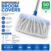50 covers (fits broom heads 8–20 inches)