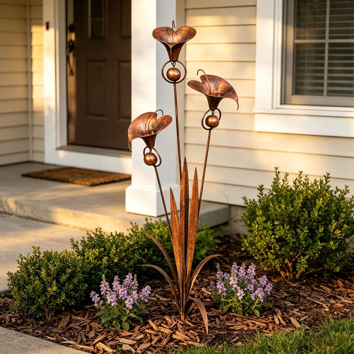 Copper Calla Lily Garden Chime Set – A Peaceful Touch for Flower Lovers 🌿🔔