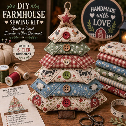 🎄Last Day 49% OFF - 🎃Layered Fabric Tree Ornament DIY Sewing Kit