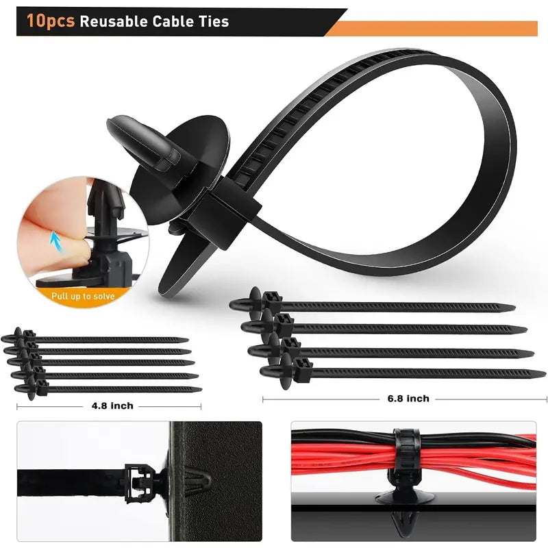 Reusable cable ties for automotive wiring