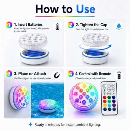 🌈 Light Up Your Pool Nights — Magnetic Waterproof LED Lights for Every Mood ✨