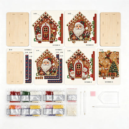 🎄Christmas Pearl Cottage Art Kit | Pre-Cut Wooden Panels, Sparkling Rhinestones, Pearl Beads & Complete Tools for a 3D Holiday House ✨