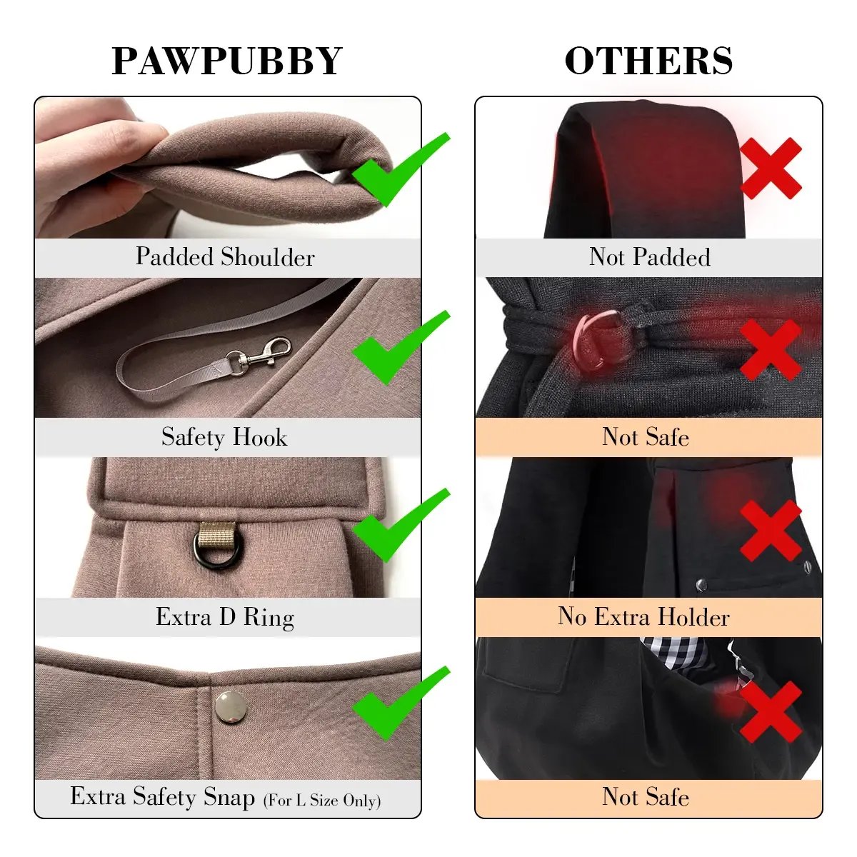 🐾Dog & Cat Sling Carrier - Adjustable Padded Shoulder,Portable Buckle-Snap-Safety Rope Hook-Loop Design