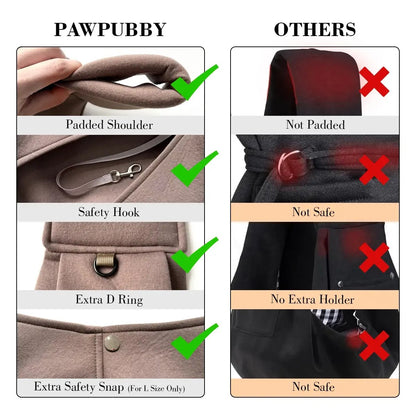 🐾Dog & Cat Sling Carrier - Adjustable Padded Shoulder,Portable Buckle-Snap-Safety Rope Hook-Loop Design