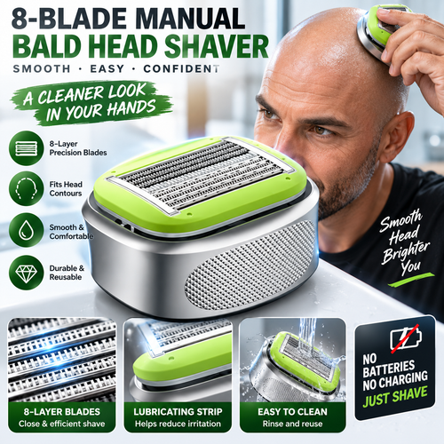 🪒 8-Blade Bald Head Shaver – Smooth Head Shaving Made Easy