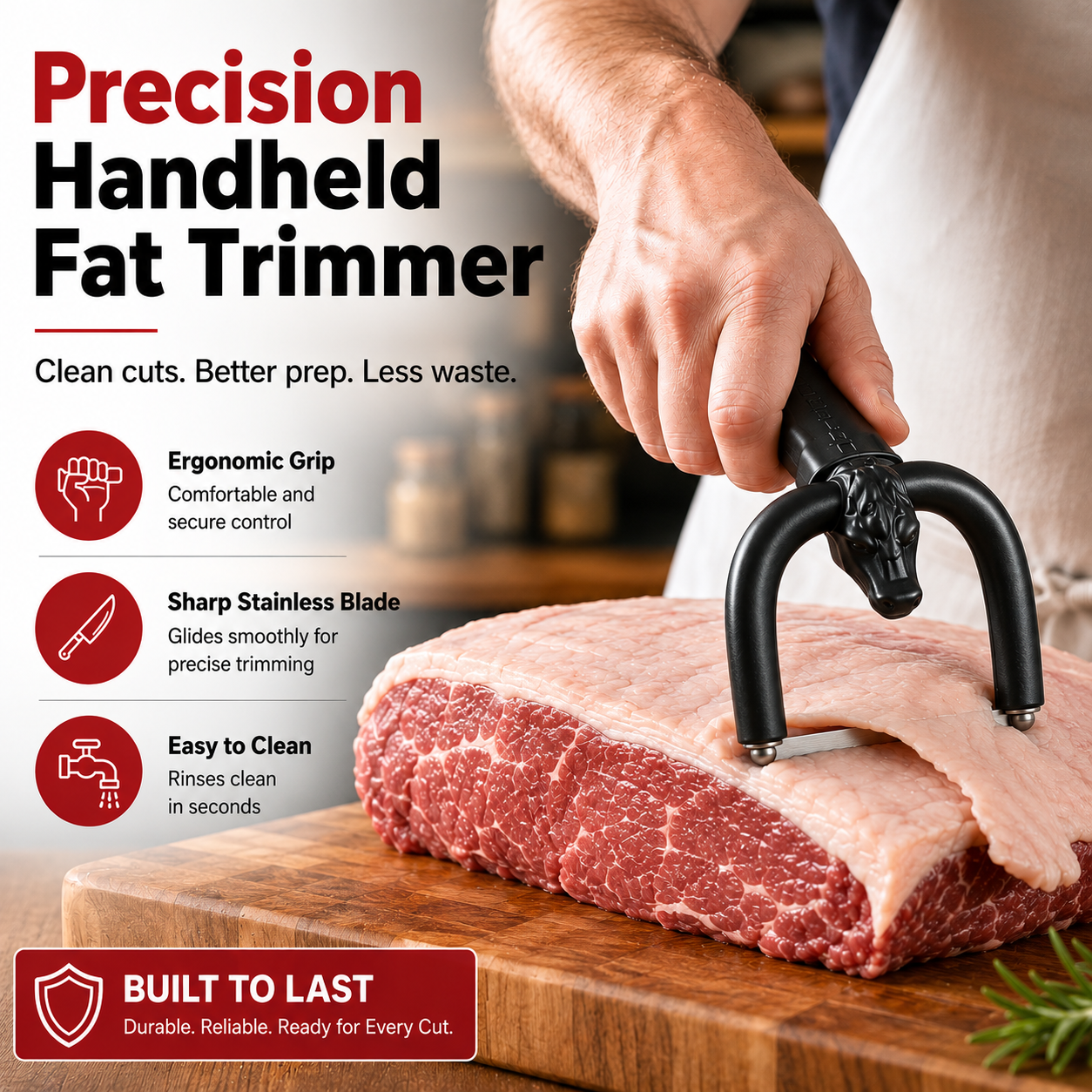 🥩 Handheld Fat Trimmer for Beef & Pork BBQ Prep