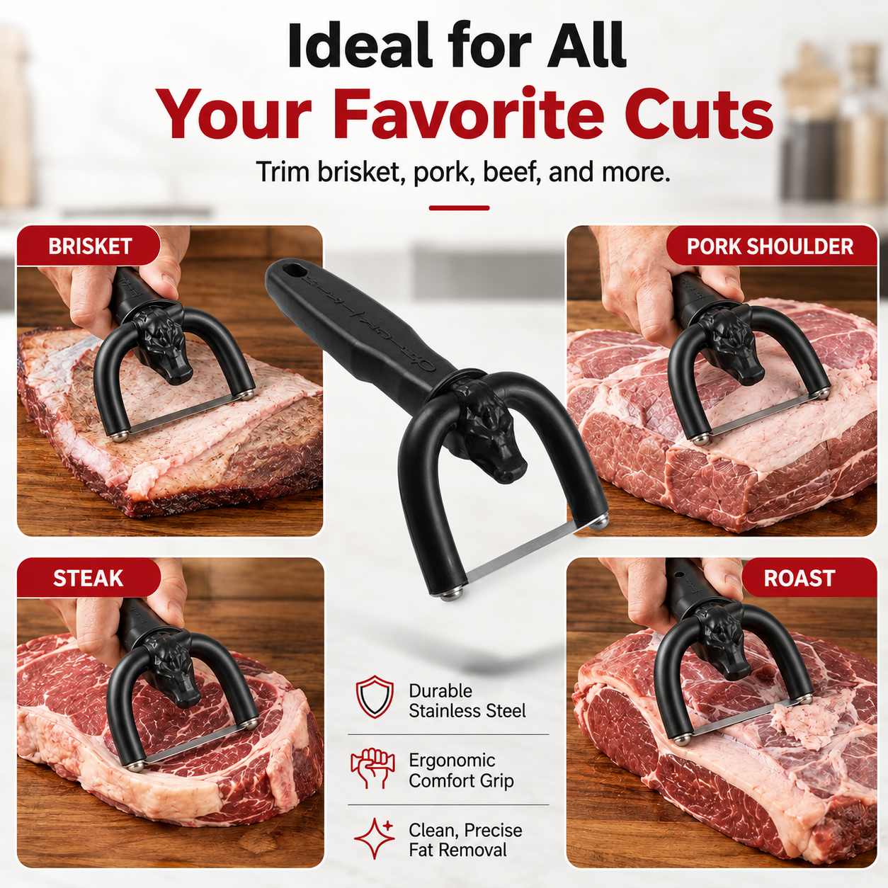 🥩 Handheld Fat Trimmer for Beef & Pork BBQ Prep