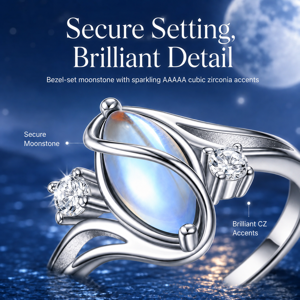 💍 Rainbow Moonstone Ring