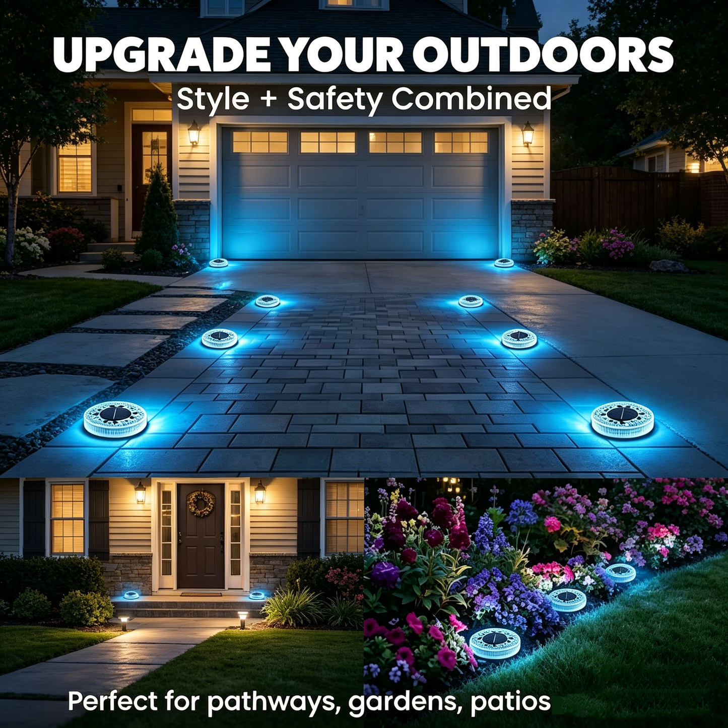 Solar Disk Lights – Handcrafted Mosaic Outdoor LED Waterproof In-Ground & Tabletop Wireless Lighting