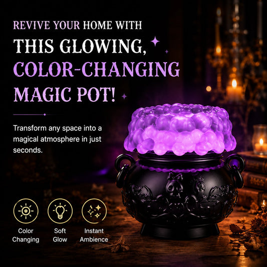 👻✨Light-up Color-changing Cauldron Waterglobe 3-Wick Candle Holder