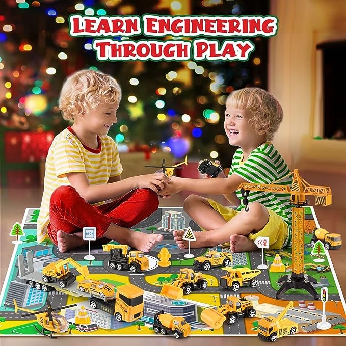 🔥Limited Time Promotion 49% OFF！！！🚗Kids Advent Calendar for Boys: Alloy Construction Engineering Vehicle Toy Sets