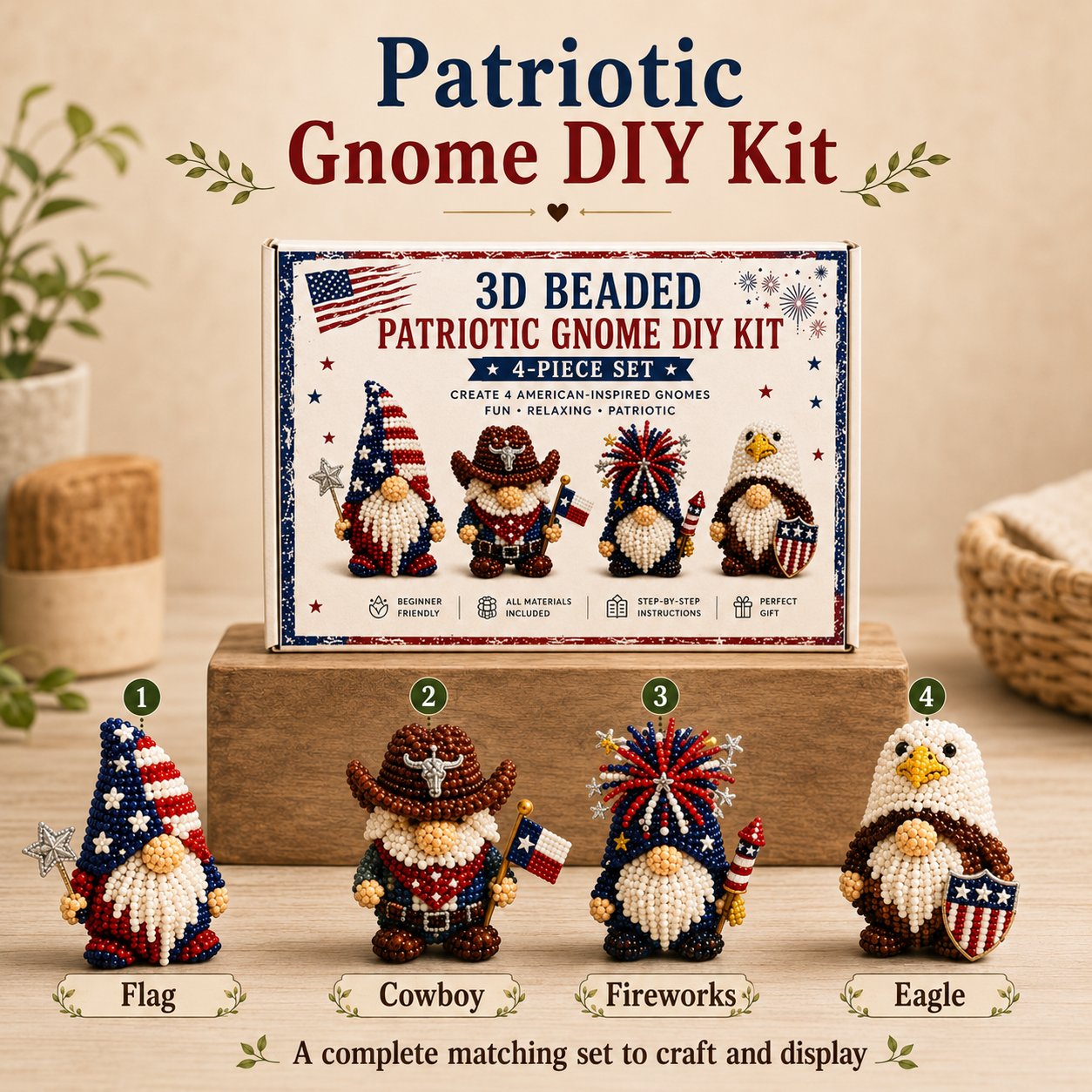 3D Beaded Gnome DIY Kit Collection