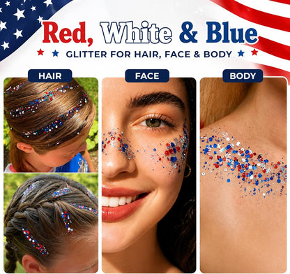 🔥4th of July Glitter Stick – Red, White & Blue Sparkle