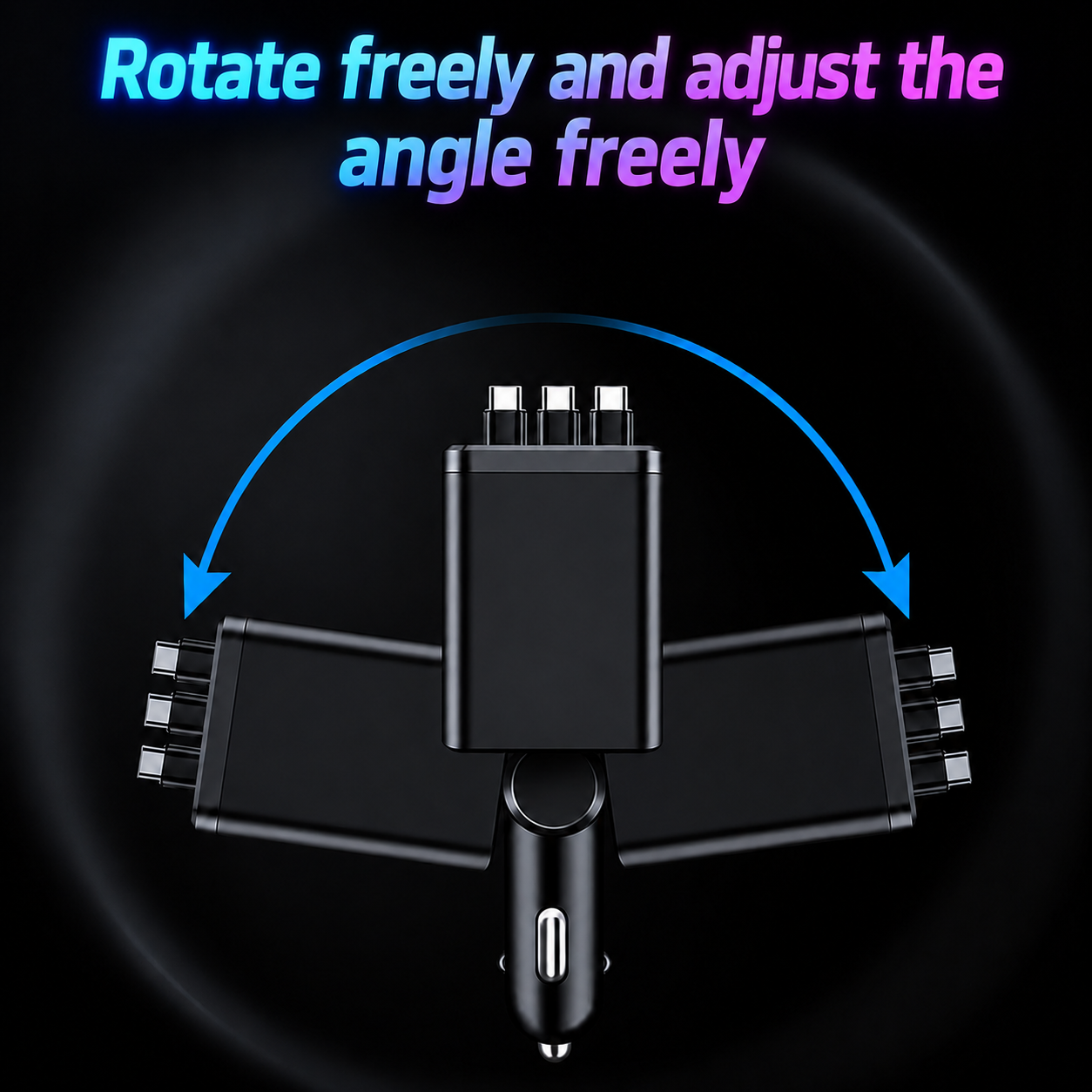 7-in-1 Retractable Car Charger 120W – Built-In Cables, Starry Sky Light & Voltage Display