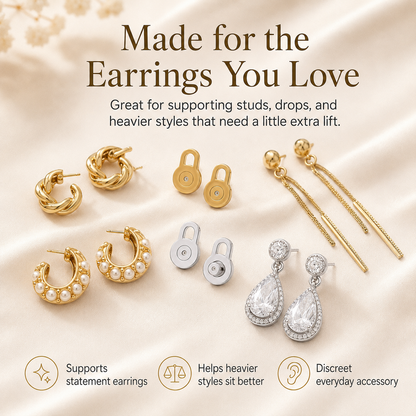 14K Gold Plated Earring Lobe Lifters – Lift & Support Heavy Earrings for a Perfect Look