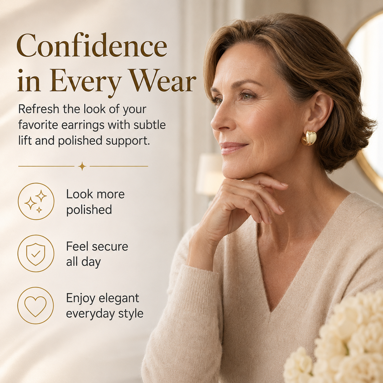 14K Gold Plated Earring Lobe Lifters – Lift & Support Heavy Earrings for a Perfect Look