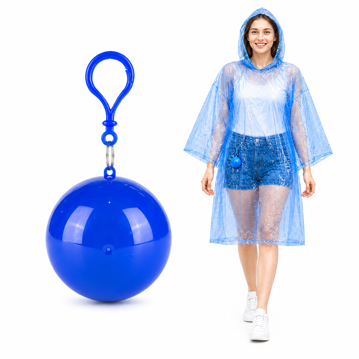 Portable Rain Poncho Ball – Waterproof Hooded Raincoat with Clip-On Case | 2, 4 & 6 Pack