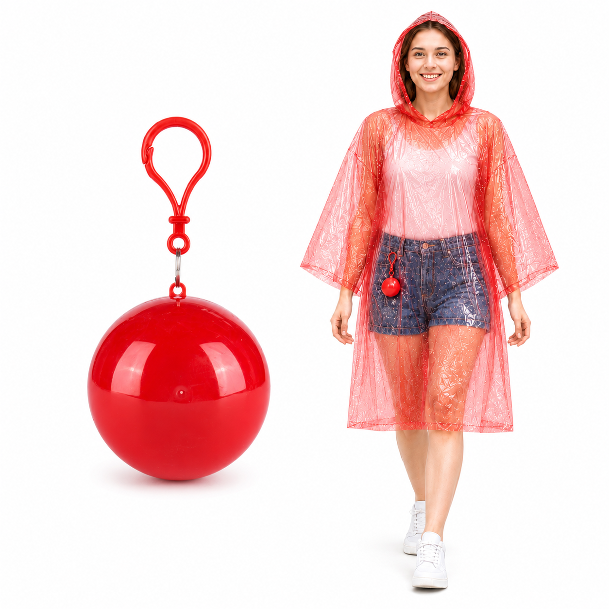 Portable Rain Poncho Ball – Waterproof Hooded Raincoat with Clip-On Case | 2, 4 & 6 Pack