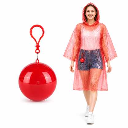 Portable Rain Poncho Ball – Waterproof Hooded Raincoat with Clip-On Case | 2, 4 & 6 Pack