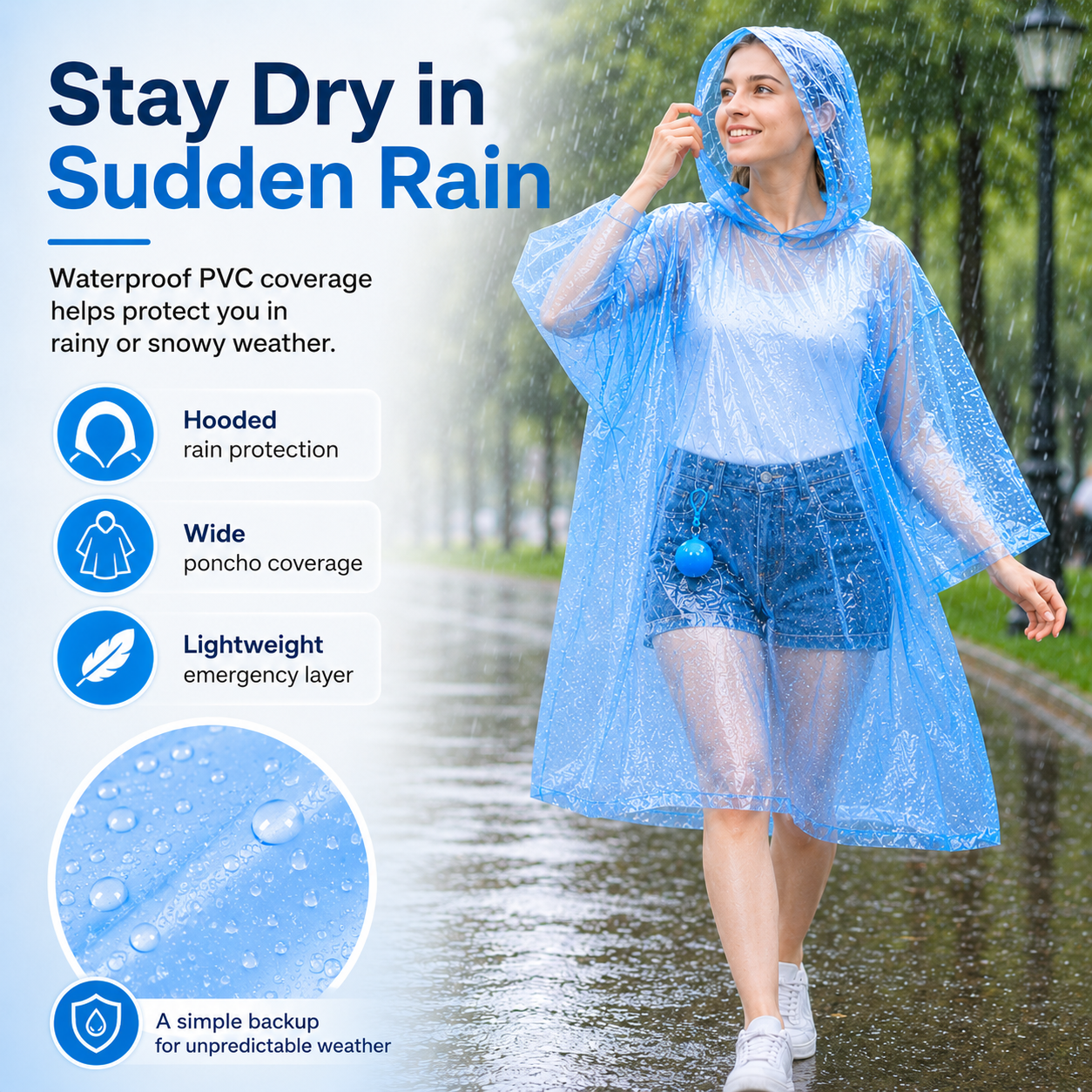 Portable Rain Poncho Ball – Waterproof Hooded Raincoat with Clip-On Case | 2, 4 & 6 Pack