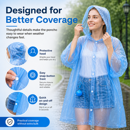 Portable Rain Poncho Ball – Waterproof Hooded Raincoat with Clip-On Case | 2, 4 & 6 Pack